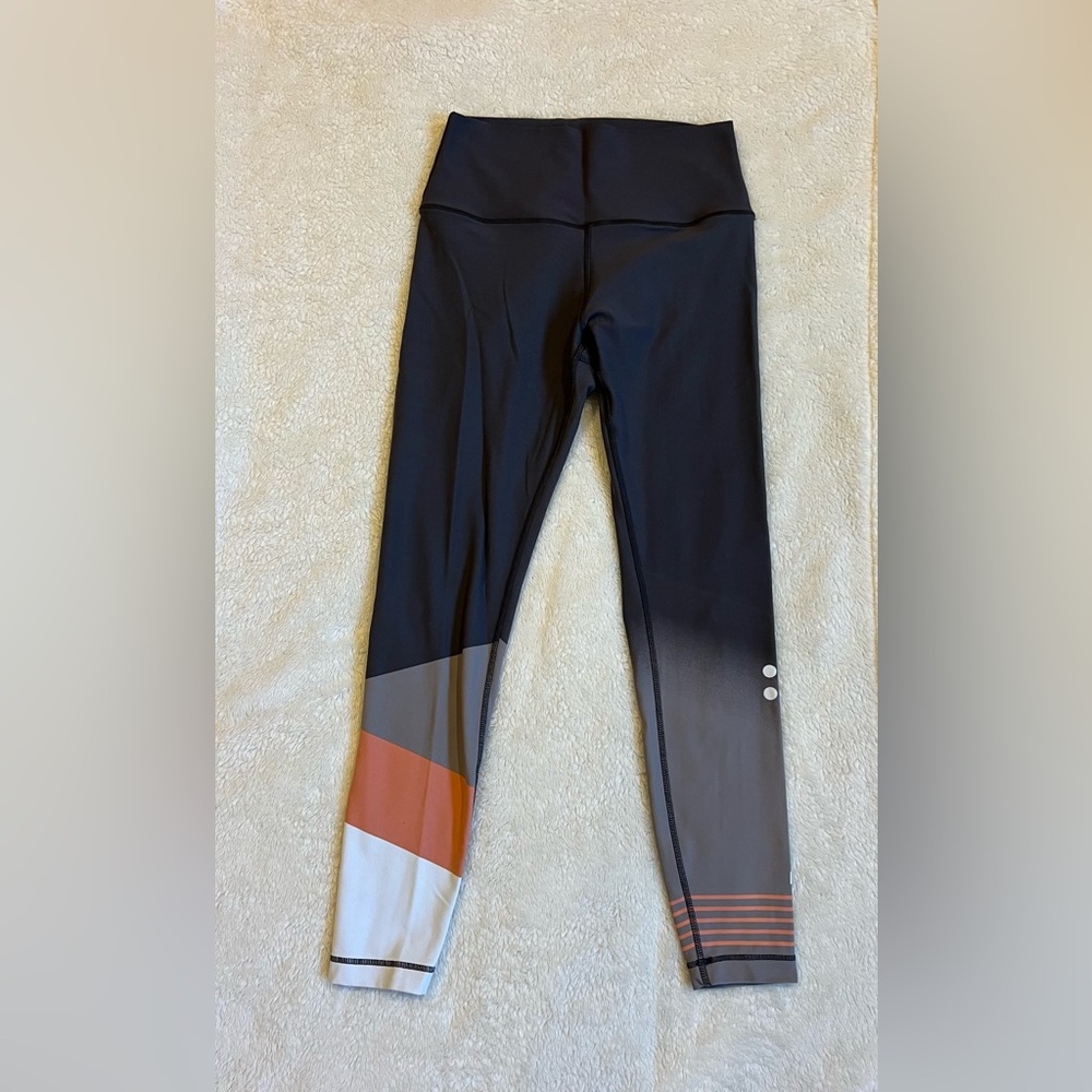 Lole Dark Gray and Orange Colorblock Leggings